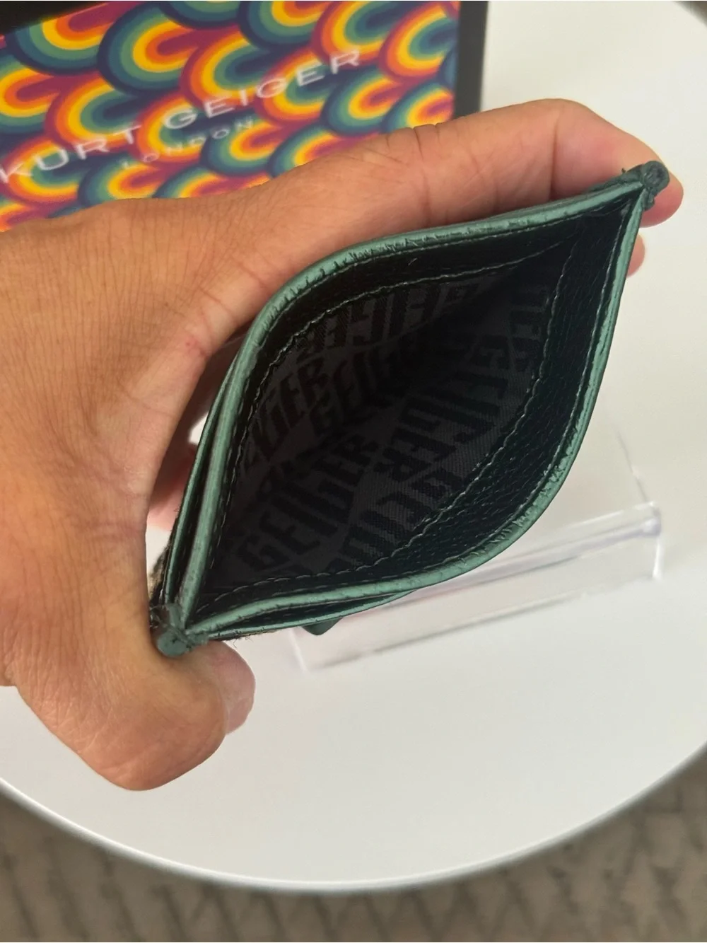 Kurt Geiger London Southbank Green Leather Card Holder – NWT with Box